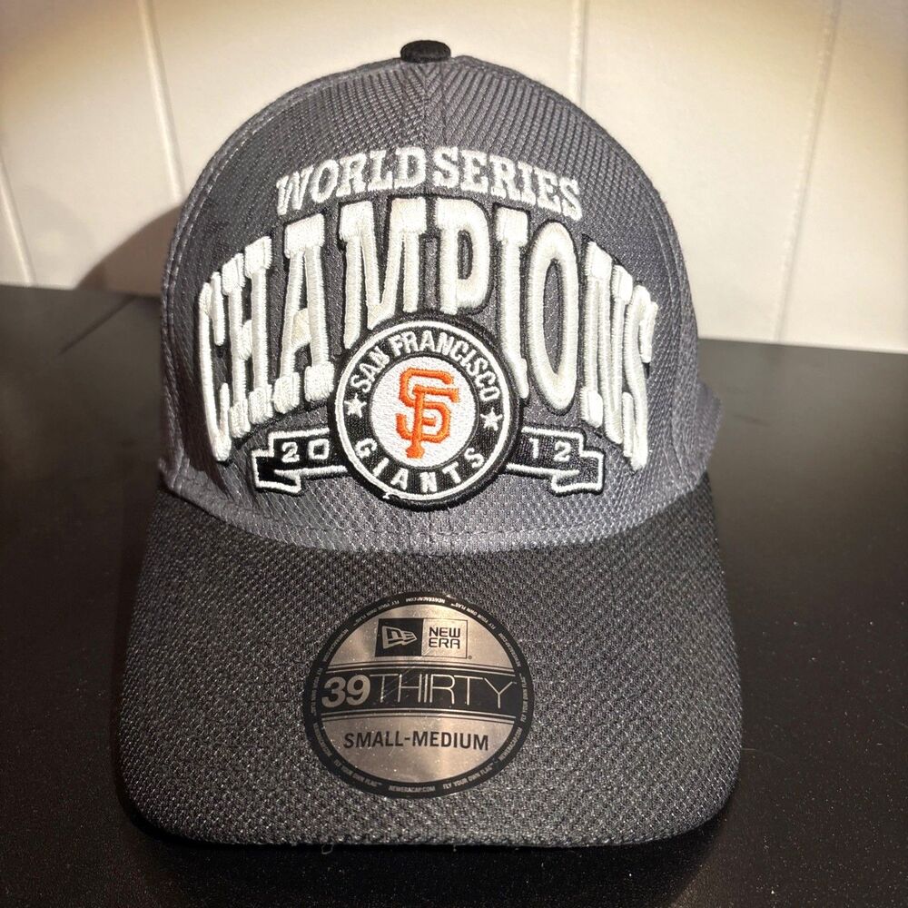 2012 SF Giants World Series Champs New Era 39THIRTY stretch fit hat Gray cap S/M